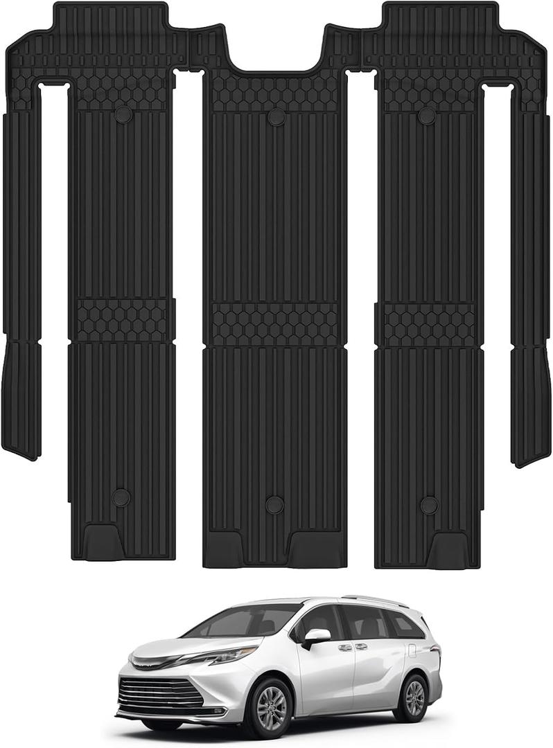 3W Floor Mat for Toyota Sienna 2021-2026 (Only for 7 Seat), TPE All Weather Custom Fit Floor Liner for Toyota Sienna 2nd and 3rd Row Car Liners(Not Fit 2025 2026 Platinum Edition)