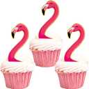24Pcs Flamingo Theme Cupcake Toppers Pink Flamingo Picks, for Tropical Luau 2nd Birthday Two Wild Baby Shower Party Supplies