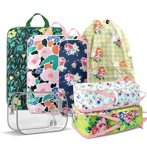7 Piece Travel Compression Packing Cubes - Toiletry Kit Foldable Organizer Bags for Efficient Suitcase Packing - gingham print with lovely floral (Travel Essentials)