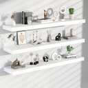 Floating Shelves for Wall, 60 Inch Extra Long White Wall Shelves, Set of 3, Hanging Invisible Brackets Floating Shelves for Living Room,Bedroom,and Kitchen, 3T60IN
