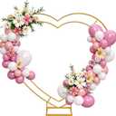 Double Heart Shape Wedding Metal Arch Backdrop Gold Flower Balloon Arbors Stand for Ceremony Birthday Party, Graduation Decorations and Baby Shower