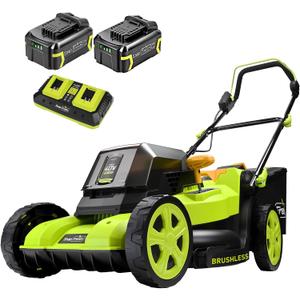 SnapFresh 40V 17 Brushless Lawn Mower 2 x 5.0Ah Batteries Electric Cordless Push Mower with Fast Charger, 6-Level Height Adjustment, 45L Grass Bag, Lightweight Battery Powered Mower