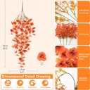 Artificial Fall Flowers for Outdoor, 4 Pcs Faux Pansy Fake Mums Plant Hanging Flowers Outdoor Fall Decor, UV Resistant No Fade Silk Flower for Front Door Porch Planter Patio Yard Garden(Orange)