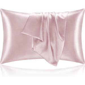 BEDELITE Satin Pillowcase for Hair and Skin, Super Soft and Cooling Similar to Silk Pillow Cases 2 Pack with Envelope Closure, Gift for Women Men(20"x30" Queen Size, Lotus Pink)
