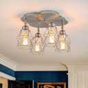 Kitchen Light Fixtures Ceiling Mount, Adjustable Semi Flush Mount Ceiling Light, Multi-Directional Lamp for Kitchen, Hallway, Dining Room, Farmhouse with E26 Base (Brushed Nickel 4-Light)
