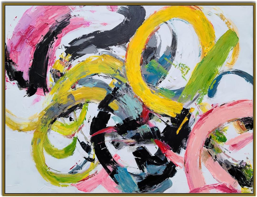 Yihui Arts Abstract Canvas Wall Arts - Hand Painted Textured Contemporary Artwork for Modern Home Decor, Size: 24"L x 16"W