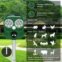 Solar Animal Repeller, Ultrasonic Repellent, Motion Detection, LED Flashing Light, Dog, Cat Repellent, Squirrel, Raccoon, Skunk, Rabbit, Rodent, Fox, Deer, etc. (Green)