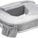 My Brest Friend Twin Nursing Pillow - Enhanced Comfort with Slipcover - Ultimate Ergonomic Support for Breastfeeding- Adjustable Strap and Silent Release Buckle with Handy Side Pocket, Evening Grey