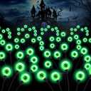 ASMAD Halloween Decorations Outdoor Solar Scary Eyeball Lights, 4Pack 32LEDs Green Eyeball Swaying Firefly Light, Waterproof Halloween Path Lights for Garden/Yard/Patio/Party Decor
