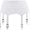 PERAMBRY Women's lace Sexy Garter Belt Stockings Garter Belt mesh Suspenders (Garter Belt only Sold) and PERAMBRY Women's High Waist Fishnet Tights Black Fishnet Stockings Mesh (Black-5041)