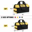 HISEA 3 Pack Heavy Duty Tool Bag with Storage Pockets, 16-Inch Tools Organizer Tote with Wide Base, Waterproof Durable Tool Bags with Zipper for Electrician, Tradesman (Red, Yellow, Blue)