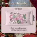 Pink Cute Christmas Pillow Covers 12x20 Inch, Trendy Cute Pink Christmas Decorations Pillows, Decorative Throw Pillow Case, Xmas Lumbar Cushion Covers for Home Party Room Bed Couch Sofa