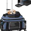 Petskd Top and Side Expandable Pet Carrier with Wheels 18x11x11 Inches Delta United Airline Approved, Soft-Sided Carrier for Small Cats and Dogs with Locking Safety Zippers and Anti-Scratch Mesh(Blue)