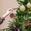 12 Pcs Velvet Christmas Ornaments Set - Coffee Brown Large Shatterproof Christmas Tree Decorations, 3.15 Inch Multicolor Velvet Balls for Xmas Tree, Home, and Party Decor