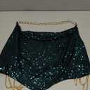 Gold Sexy Tops for Women Sparkly Deep V Neck Crop Tank Tops Cami Body Chain Top (Forest Sequins, Medium)