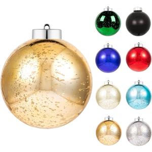 XmasExp Large Christmas Ball Ornaments, 1pcs Gold Giant Shatterproof Plastic Hanging Mercury Xmas Ball Decorations Christmas Tree Ornaments (Gold, 8")