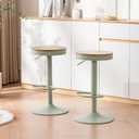 Kidol & Shellder Bar Stools Set of 2 Round Adjustable Swivel Barstools Modern Backless Bar Chairs Wooden Seat Counter Height Stools Armless for Kitchen Island, Cafe, Dining Room (Mint Green)