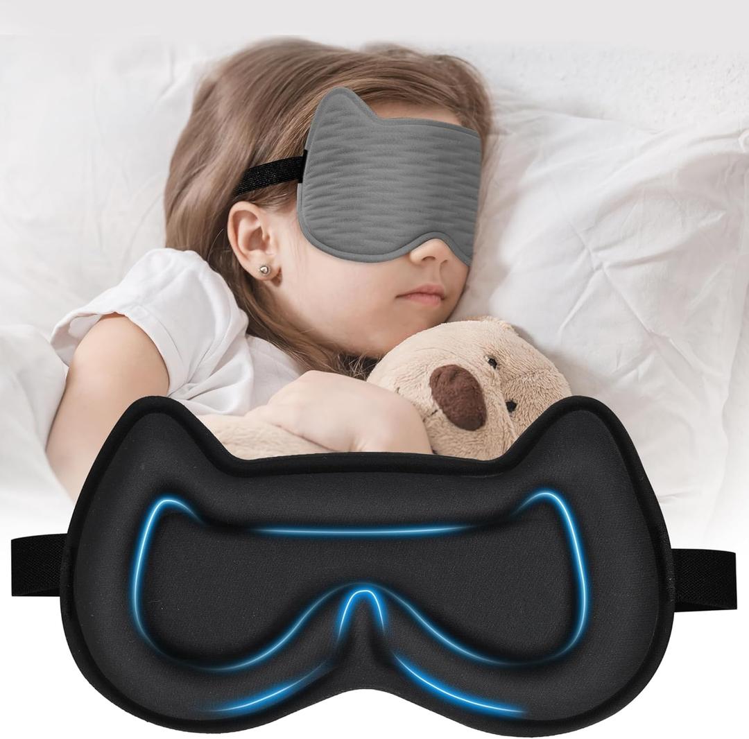 3D Kids Sleep Eye Mask: 3D Contoured Cup Sleeping Masks, Blindfold Sleep Eye Cover with Adjustable Strap, Memory Foam Lightweight Night Eyeshade for Boys Girls Teens (Gray) 3D Kids Sleep Eye Mask: 3D Contoured Cup Sleeping Masks, Blindfold Sleep Eye Cover with Adjustable Strap, Memory Foam Lightweight Night Eyeshade for Boys Girls Teens (Gray)