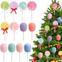 Liliful 12 Pcs Felted Wool Lollipop Candy Christmas Ornament Decoration Set - Handcrafted Fake Lollipop Candy Decors for Party Decorations