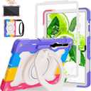 ROISKIN for Samsung Galaxy Tab S10 Ultra 2024/ S9 Ultra/ S8 Ultra Case 14.6 Inch, Heavy Duty Shockproof Protective Case with Screen Protector, Stand, Handle,Shoulder Strap and Pen Holder (Pink)