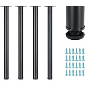 WUHUANGKAKA 28 Inch Table Legs,Adjustable Metal Desk Legs,Suitable for DIY Furniture Legs,Computer Desk,Dining Table,Workbenches,Coffee Table,Set of 4 (Black).