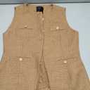 Mina Self 2026 Summer Women's Sleeveless Tweed Vest Tops - Button Front Fully-Lined Work Casual Blazer with Pockets M