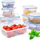 16 Piece Plastic Food Storage Containers with Lids, Safe Lunch Box Set For Dishwasher and Microwave, Leak Proof Storage Containers For Food- BPA Free
