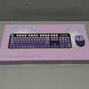 Wireless Keyboard and Mouse, 104 Round Keycaps Retro Typewriter with OTG & Brush, Full-Size Ergonomic, Ideal for Windows PC, Home, Office and College Purple Pink