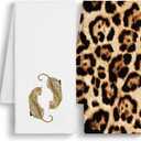 Funky Leopard Hand Towels for Girls Bathroom Dorm, Cheetah Leopard Print Bathroom Decor, Trendy Modern Cheetah Print Decorative Kitchen Dish Tea Towels, 16x24 Inch Set of 2