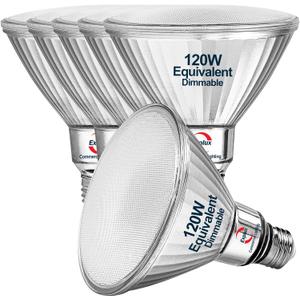 Explux Commercial-Grade LED PAR38, 120W Equivalent, 1400 Lumens, 40000 Hours, Classic Full Glass Flood Light Bulbs, Dimmable, Waterproof & Anti-Ageing, Bright White 3000K Spotlight, 6-Pack