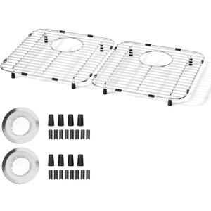 2Pack Sink Protectors13.1" x 11.6" x 1"Metal Sink Protectors for Kitchen SinkSink Grate with Rubber FootSliver Kitchen Sink Grate for Kitchen, Bathroom Sinks