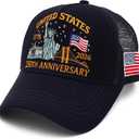 250 Anniversary USA Hat|250th Anniversary USA hat|1776-2026 Embroidery Patriots Hat Mesh-Back Cap for Men Women (Dark Blue)