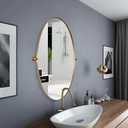 MOON MIRROR Gold Oval Mirror, Oval Pivot Mirror for Bathroom, Brass Oval Vanity Mirror for Wall, Oval Mirror for Bathroom, Brushed Gold Tilting Bathroom Pivoting Mirror(Overall 25.37" x 30")
