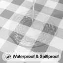Smiry Round Picnic Tablecloth, Elastic Waterproof Fitted Vinyl Tablecloths for 42"-50" Tables, Flannel Backed Buffalo Plaid Table Cover for Dining, Camping, Outdoor, White and Grey