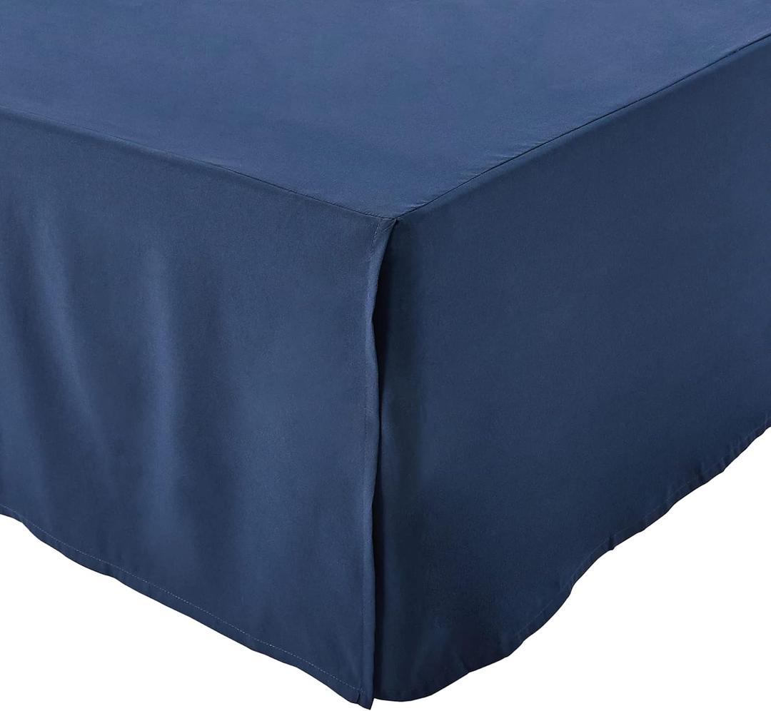 Amazon Basics Lightweight Pleated Bed Skirt, King, Navy Blue, Solid