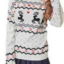 Miessial Women's Knitted Christmas Pattern Sweater Comfy Crewneck Long Sleeve Pullover Sweater (Large)