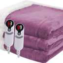 Heated Blanket Electric Blanket Queen Size 84''x90'' with 9 Heating Levels, 1-10 Hour Auto Shut Off, Machine Washable, Dual Controller Soft Warming Blanket for Couch, Bed, Office - Purple