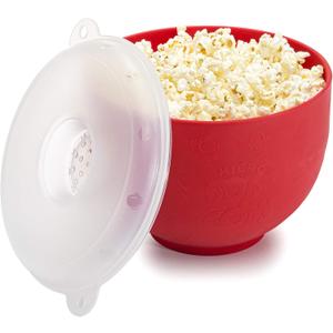 Goodful Silicone Popcorn Popper, Collapsible Hot Air Microwavable Popcorn Maker, Bowl Made without BPA, Red (3 Quart)