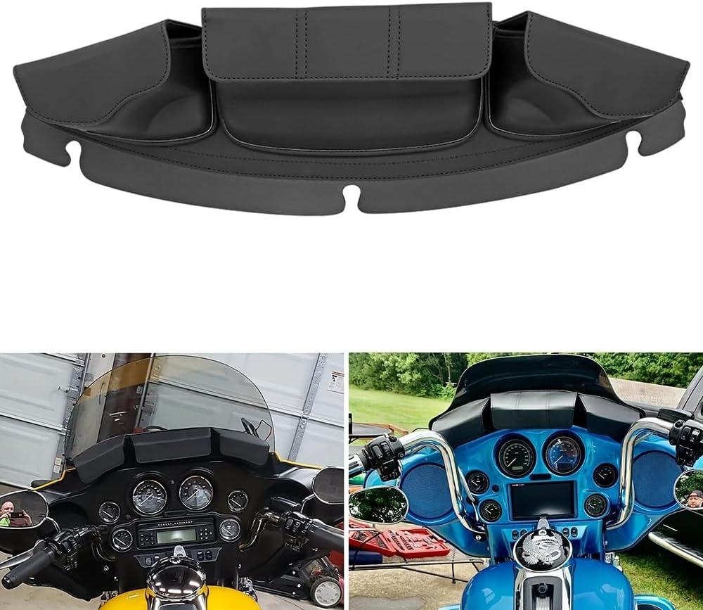 H RUO 3 Pocket Windshield Bag Batwing Fairing Bag Pouch Fit for Harley Touring Street Glide Electra Glide Tri Glide Ultra Limited FLHX FLHXST FLHXS 2014-2024