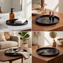 3 Pcs Round Serving Tray,13.7'' Restaurant Serving Tray with Raised Edges