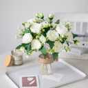Floweroyal 12 Bunches Peony Artificial Flowers White Flowers Silk Peonies Bouquets for Wedding Party Table Centerpieces Floral Arrangement Home Kitchen Decor