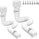 2 Pack Flexible Rain Gutter Downspout Extensions,Drain Downspout Extender,Gutter Extension Flexible,Down Spout Drain Extension Pipes,Extendable from 21 to 60 Inches (White)