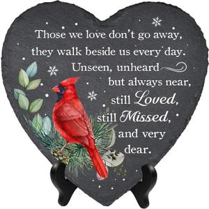 Cardinal Heart Memorial Stone - Those We Love Sympathy Gift, 8 inches x 0.3 inches