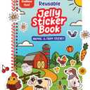Reusable Jelly Sticker Book - Farm, 7 Scenes - 50 Thick Washable Stickers for Toddlers & Kids: Easter Basket Stuffers, Gift Ideas for Ages 3-5 Years Old - Toddler Stickers Travel Activity Toy 2-4 1-3