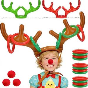 3 Pack Easter Inflatable Easter Games Set, 18 Pieces Inflatable Reindeer Antler Ring Toss Party Game for Kids Adults Family, Indoor Outdoor Ring Toss Toys Gifts Easter Party Favors Carnival Games