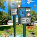 2-Packs Solar Ultrasonic Animal Repellent, Cat Repellent Outdoor, Squirrel Repellent, Deer Repellent Devices, Dog, Raccoon, Skunk, Rabbit, Rodent, Coyote, Waterproof IP 65, PIR Sensor (Two, Green)