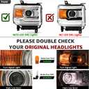APSVE Chrome Amber Headlight Assembly w/Bulbs For 2014 2015 2016 2017 2018 GMC Sierra 1500, 15-19 GMC Sierra 2500HD 3500 HD Head Lights Headlamp Replacement L+R