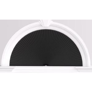 Myshade Arch Window Shades Half Circle Blackout Cellular Shades Cordless No Drill Blinds for Windows Half Moon Honeycomb Fabric No Tools Room Darkening Shades Easy Install (1PCS Black 24" W X 12" H)