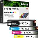 970XL 971XL Ink Cartridges Replacement for HP 970 971 Ink Cartridges for OfficeJet Pro X451dw X451dn X476dw X476dn X576dw X551dw 4 Pack (1Black, 1Cyan, 1Magenta, 1Yellow)