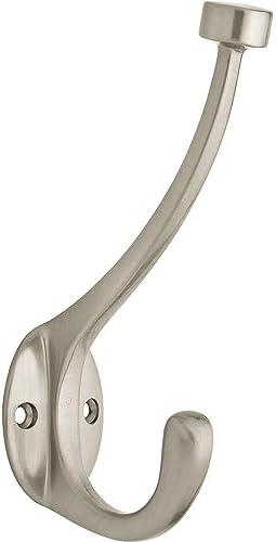 Franklin Brass Pilltop (5-Pack) Coat and Hat Wall Hooks Double Hooks for Hanging Nickel Wall Mount Hanger Backpack, Purse, Bag, Towel Organization Decorative Wall Hooks B34865K-NIC-C